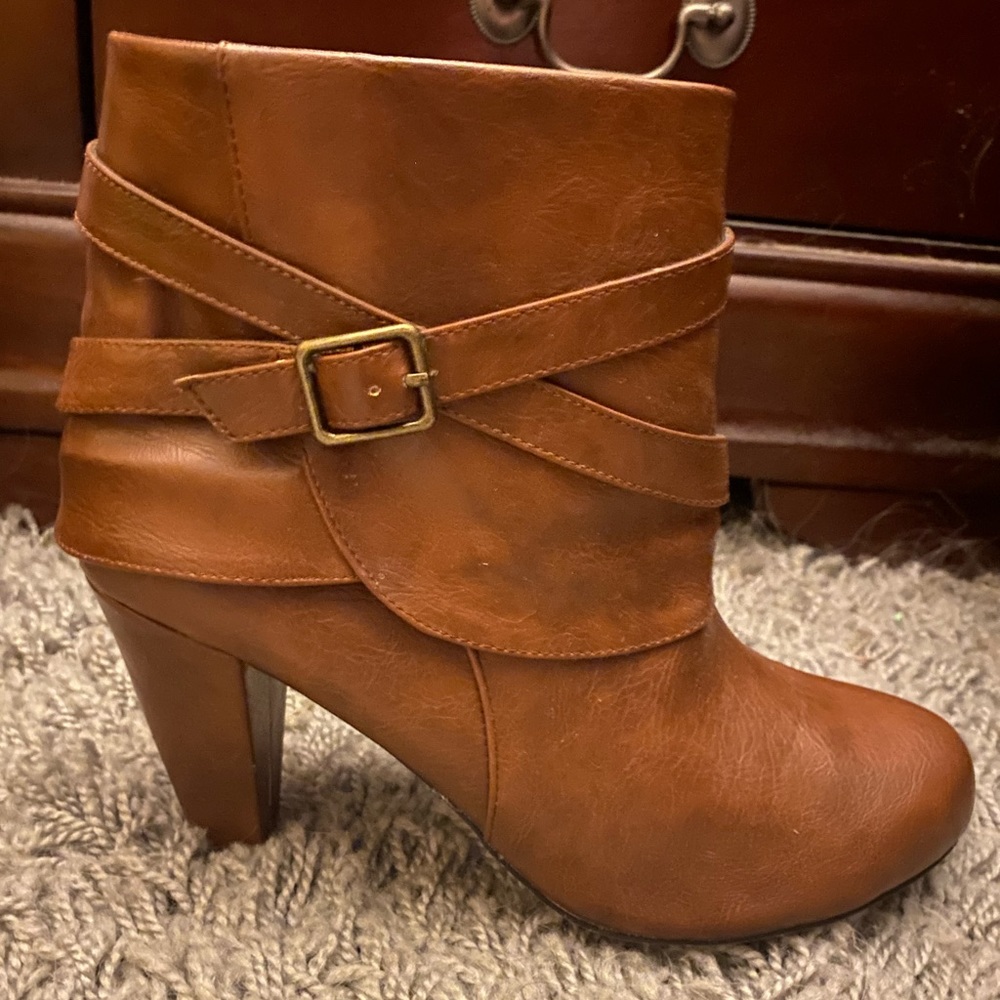 Madden Girl Cognac Brown Ankle Booties